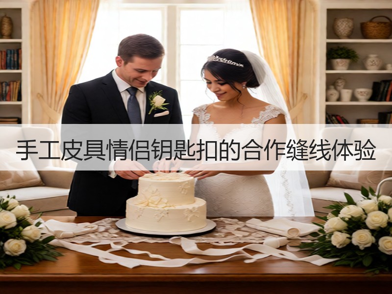 手工皮具情侣钥匙扣的合作缝线体验