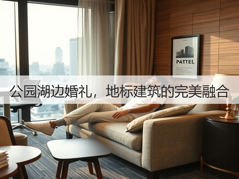 公园湖边婚礼，地标建筑的完美融合